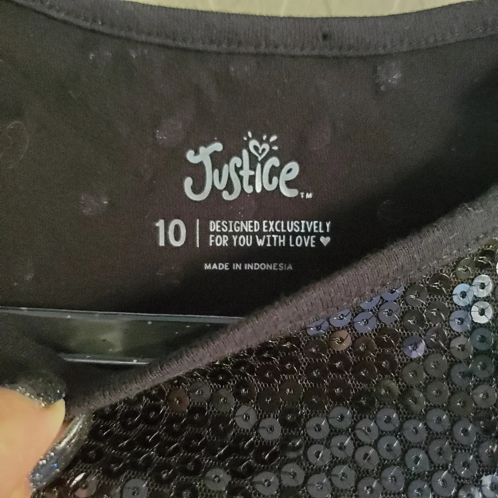 ⭐️4/$20 Justice‎ long sleeve Sequin Top Size 10 NWT